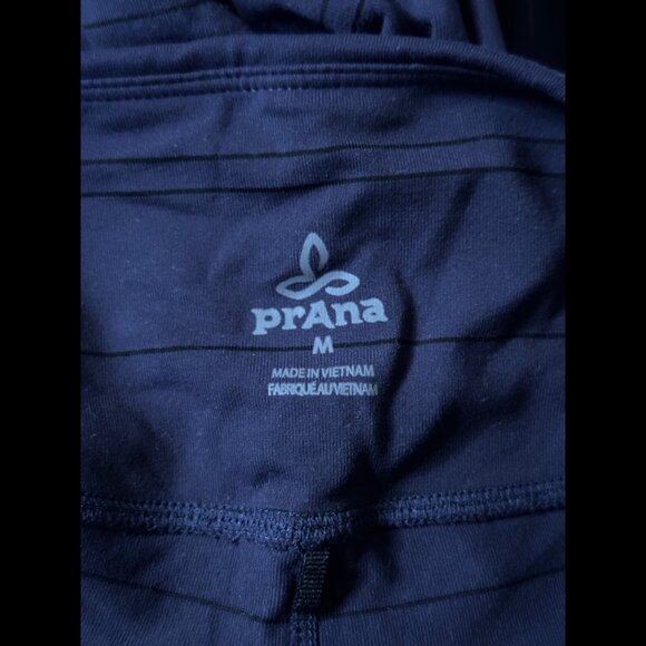 Prana Pants Medium Womens Blue Navy Stripe Cropped Pull On Leggings - Picture 8 of 9